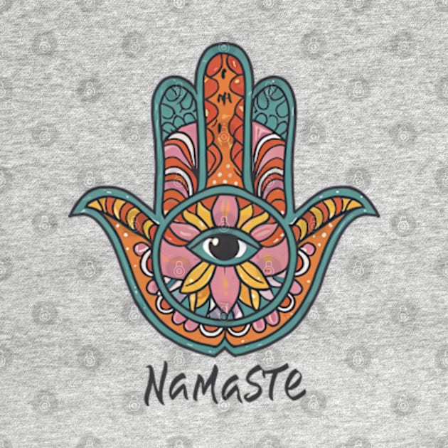 Namaste - Hamsa hand by Neon Galaxia